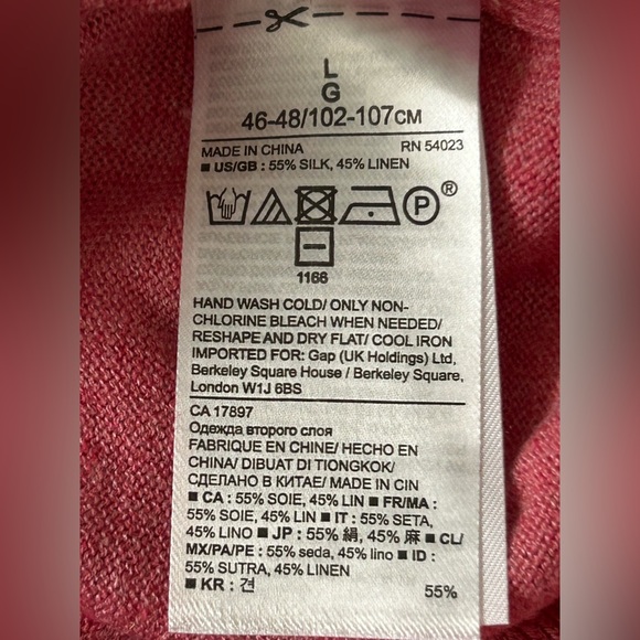 Banana Republic Pink Silk Linen V-Neck Sweater Size Large - Picture 5 of 5